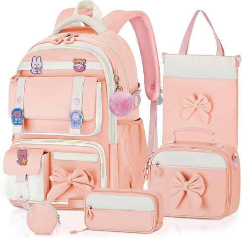 5pc حقيبة ظهر للبنات لطيف مع مجموعة صندوق الغداء ، حقيبة الكتب التجمي in Kuwait
