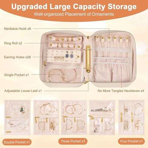 Travel Jewelry Case Organizer for Women, Jewelry Storage Book with Small Pouch, Travel Jewelry Bag Case for Traveling Necklace, Earrings, Rings, Bracelet Organizer (Black) in Kuwait