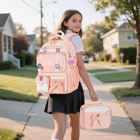5pc حقيبة ظهر للبنات لطيف مع مجموعة صندوق الغداء ، حقيبة الكتب التجمي in Kuwait