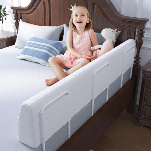 Bed Bumper for Toddlers, Foam Bed Rail for Toddlers, Toddler Bed Rail Bumper, Soft Safety Bed Guard Rail for Kids, Bed Side Rail for Twin, Full, Queen & King Beds (White, 59IN) in Saudi Arabia