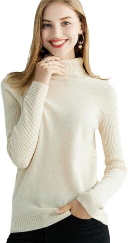 Bollrllr Cashmere Sweater Women's Knitted 100% Merino Wool Turtleneck Long Sleeve Sweater in Saudi Arabia