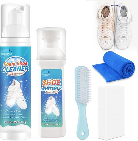 Shoe Cleaner, Sneaker Cleaner Removes Dirt and Stains, 6.76 Oz Shoe Cleaning Kit Works on Leather, Knit, Boots, Canvas, PU (Shoe Cleaning Kit) in Saudi Arabia