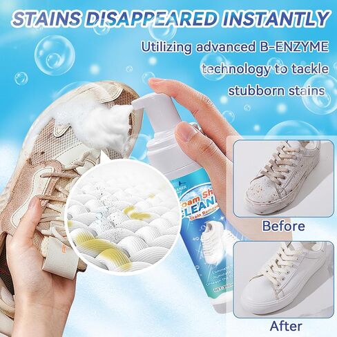 Shoe Cleaner, Sneaker Cleaner Removes Dirt and Stains, 6.76 Oz Shoe Cleaning Kit Works on Leather, Knit, Boots, Canvas, PU (Shoe Cleaning Kit) in Saudi Arabia