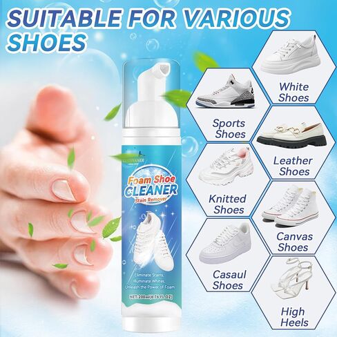 Shoe Cleaner, Sneaker Cleaner Removes Dirt and Stains, 6.76 Oz Shoe Cleaning Kit Works on Leather, Knit, Boots, Canvas, PU (Shoe Cleaning Kit) in Saudi Arabia