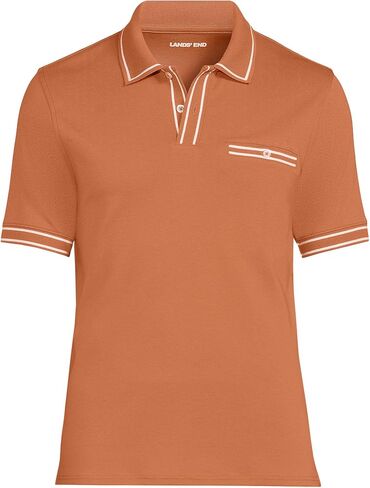 Lands' End Men's Short Sleeve Tipped Welt Pocket American-Grown Supima Cotton Polo in Saudi Arabia