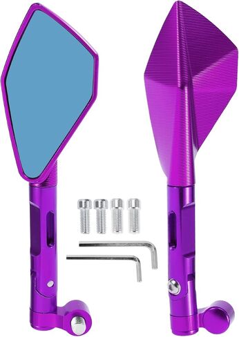 Motorcycle Rear View Mirrors Bar End Side Mirrors Mount Adjustable Aluminum Alloy 1 Set Gold Tone M8/M10 Prismatic Shape in Saudi Arabia