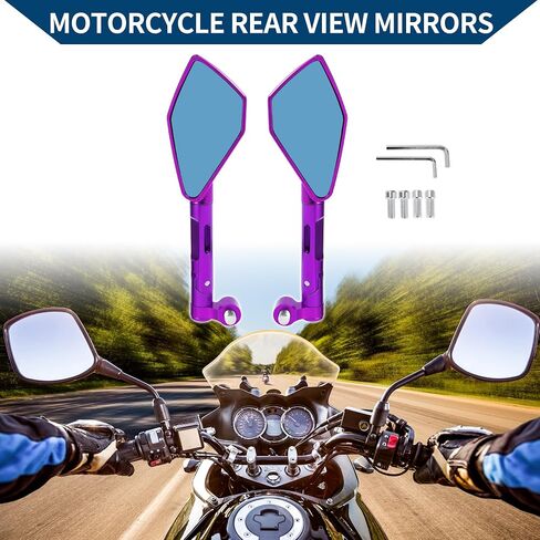 Motorcycle Rear View Mirrors Bar End Side Mirrors Mount Adjustable Aluminum Alloy 1 Set Gold Tone M8/M10 Prismatic Shape in Saudi Arabia