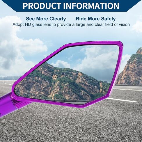Motorcycle Rear View Mirrors Bar End Side Mirrors Mount Adjustable Aluminum Alloy 1 Set Gold Tone M8/M10 Prismatic Shape in Saudi Arabia