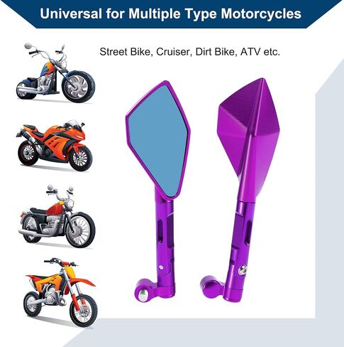 Motorcycle Rear View Mirrors Bar End Side Mirrors Mount Adjustable Aluminum Alloy 1 Set Gold Tone M8/M10 Prismatic Shape in Saudi Arabia