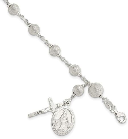 925 Sterling Silver Silver Hucked Lobster Closure Laser Cut Laser Bracelet - Home Jewelry Momt for Mom in Kuwait
