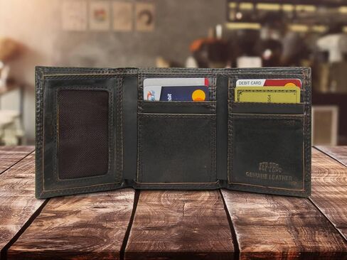 Zep-Pro NCAA Georgia Bulldogs Vintage Tan Leather Trifold Wallet ، Slim Stylish for Men in Saudi Arabia