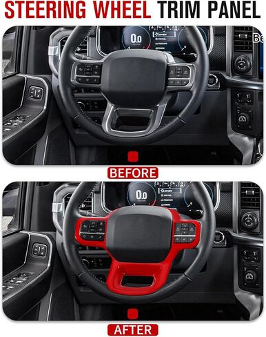 Jimen Compatible with Ford F150 2021-2023, Steering Wheel Cover Trim Interior Accessories (Black Wood Grain) in Kuwait