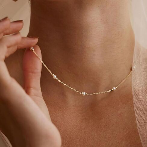 قلادة ذهبية لؤلؤة لؤلؤة للنساء مع قلادة تشيك تشيكتر in Kuwait