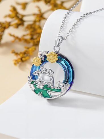 Toupop Sterling Silver Mama Bear 2-4 Cubs Family Jewelry للنساء مع هدايا عباد الشمس للهدايا الأم عيد ميلاد الأم يوم الأمهات ، 18+2 سلسلة in Saudi Arabia