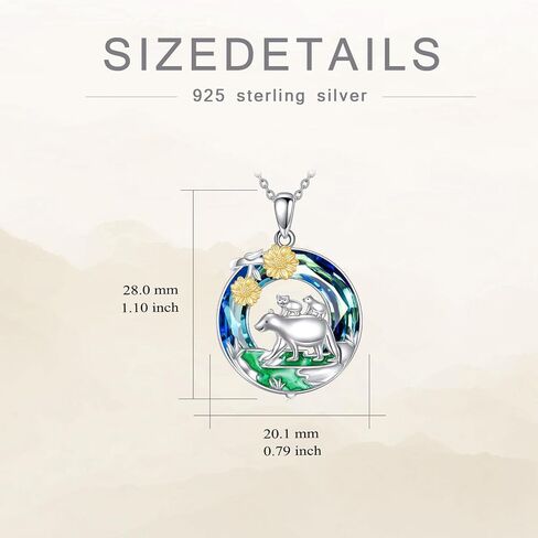 Toupop Sterling Silver Mama Bear 2-4 Cubs Family Jewelry للنساء مع هدايا عباد الشمس للهدايا الأم عيد ميلاد الأم يوم الأمهات ، 18+2 سلسلة in Kuwait