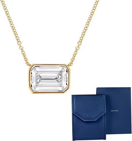 Emerald Cut Bezeled Solitaire Lab-Grown Diamond Necklace in 14k Yellow Gold – 2.62 Total Carats – E-F Color VS2 Clarity – Fine Jewelry Women’s Pendant for Elegant Daily Wear or Luxury Gift - IGI Certified in Saudi Arabia