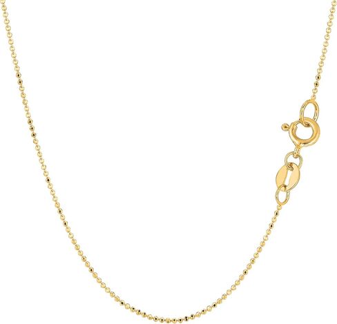 Jewelry Affairs 14k Yellow Gold Diamond Cut Bead Chain Necklace, 1.0mm in Saudi Arabia