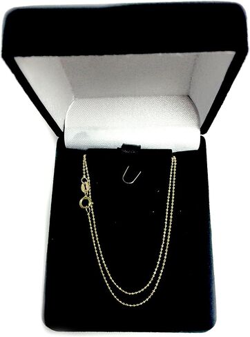 Jewelry Affairs 14k Yellow Gold Diamond Cut Bead Chain Necklace, 1.0mm in Saudi Arabia