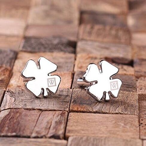 Personalized Engraved Cuff Links Shamrock in Saudi Arabia