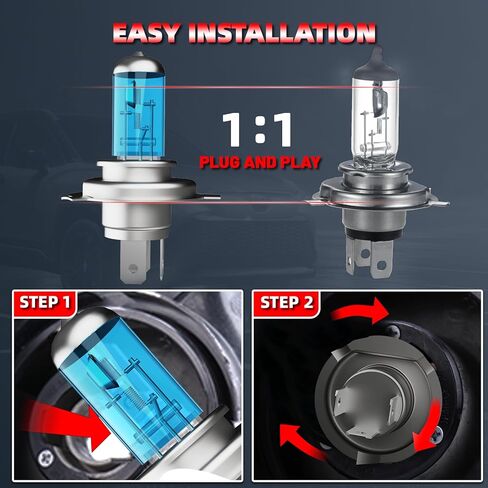 Light Bulbs Fit For Honda CR-V 2005-2006,H1 H1 High Low Beam High Performance Halogen Headlight Bulb Combo, 6000K White Light, Pack of 4 in Kuwait