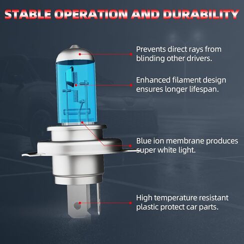 Light Bulbs Fit For Honda CR-V 2005-2006,H1 H1 High Low Beam High Performance Halogen Headlight Bulb Combo, 6000K White Light, Pack of 4 in Kuwait