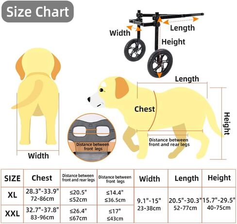 Dog Wheelchair for Back Legs with Pet Traction Rope, Medium Wheelchair for Dogs with Disabled Hind Legs Walking Adjustable Dog Carts with Heavy Duty Wheels in Saudi Arabia
