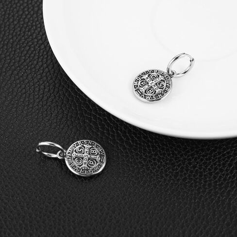 Hzman St Benedict Cross Droper Drop rapring for Men Retro Retro Stain Felect Round Medal exorcism medal hing hing huggie hoop arring arming gift in Saudi Arabia