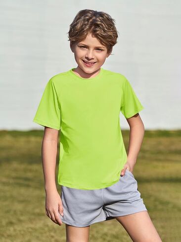 Haloumoning Boys Short Sleeve Athletic T-Shirts Kids Basic Quick Dry Lightweight Performance Tees 5-14 Years in Kuwait