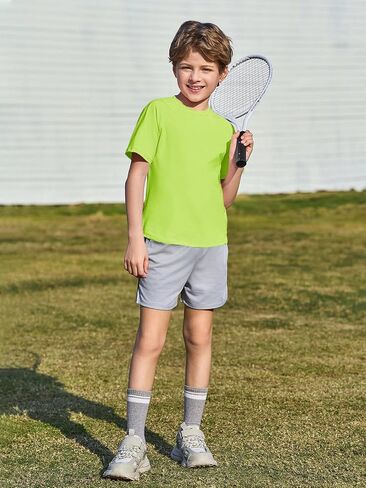 Haloumoning Boys Short Sleeve Athletic T-Shirts Kids Basic Quick Dry Lightweight Performance Tees 5-14 Years in Kuwait