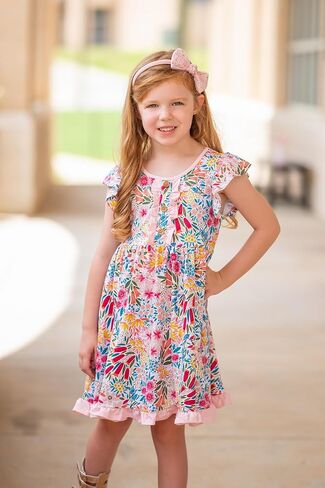 Girls Flutter Sleeve Dress, Kids 2-10 Years in Saudi Arabia