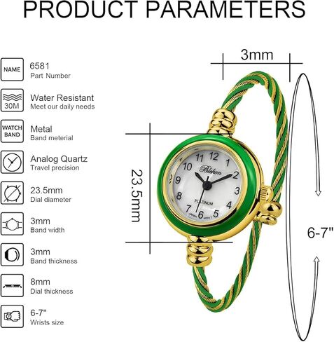 مجموعات Blekon Cuff Watch - Round Round Adalog Display الأرقام العربية 23 ملم سوار سلك سوار للنساء in Kuwait