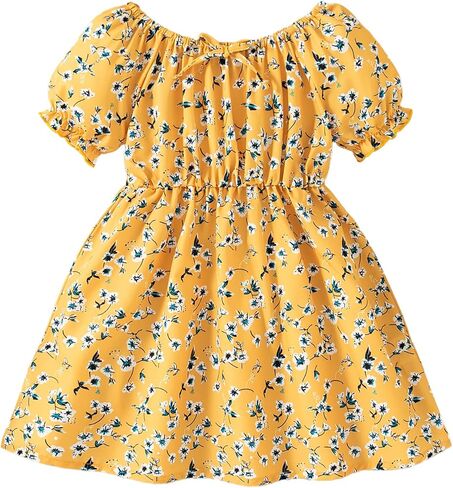 فتاة صغيرة الصيف فستان الأزهار 2025 نفخة الفتيات كاسول مطبوعة على الخط in Kuwait