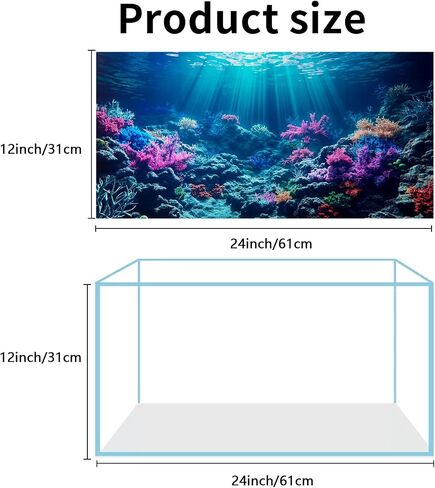 3 Pack Aquarium Background, 36x18 inches Polyester Aquarium Background, Cloth Fish Tank Background, Undersea Corals Sunshines & Rock Aquatic Plants in Kuwait