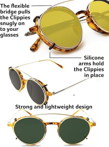 Clippies مستقطبة ، منتظمة ، نظارة شمسية مقطع ملونة لنظارات الوصفات الطبية. غير مشبك غير مشبك - 3 علبة صلبة in Kuwait