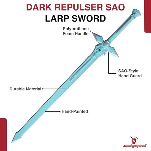 Armory Replicas™ - Shadow Resistance SAO Polyurethane Foam Sword | Art Online Anime Cosplay LARP Turquoise Blue & Silver Sword in Saudi Arabia