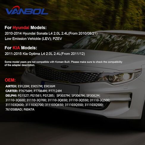 مجموعة وحدة مضخة الوقود الكهربائية متوافقة مع 2011-2014 Hyundai Sonata 2012-2015 KIA Optima L4 2.4L GAS استبدل E9120M VANBOL0112 مع مستشعر ضغط الوحدة (الإصدار القياسي) in Kuwait