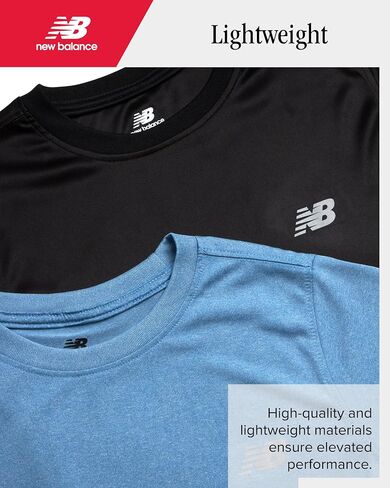 New Balance Boys Thirts-4 Pack Short Sleeve Crew Neck Performance Athletic Performance Dry Fit Terts for Boys (الأحجام: 4-20) ، حجم 14-16 ، Sky Space Red Black in Kuwait