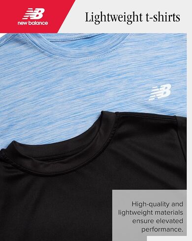 New Balance Boys Thirts-4 Pack Short Sleeve Crew Neck Performance Athletic Performance Dry Fit Terts for Boys (الأحجام: 4-20) ، حجم 14-16 ، Sky Space Red Black in Kuwait