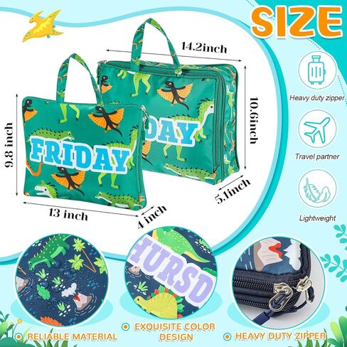 Paterr 7 Pcs Compression Packing Cubes for Kids 14.7 x 11.3 x 4.5 Inch Days of Week Packing Cubes Colorful Daily Outfit Suitcase Organizers Zippered Storage Bag for Boys Girls Summer Camp Vacation in Saudi Arabia