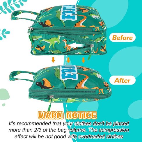 Paterr 7 Pcs Compression Packing Cubes for Kids 14.7 x 11.3 x 4.5 Inch Days of Week Packing Cubes Colorful Daily Outfit Suitcase Organizers Zippered Storage Bag for Boys Girls Summer Camp Vacation in Saudi Arabia
