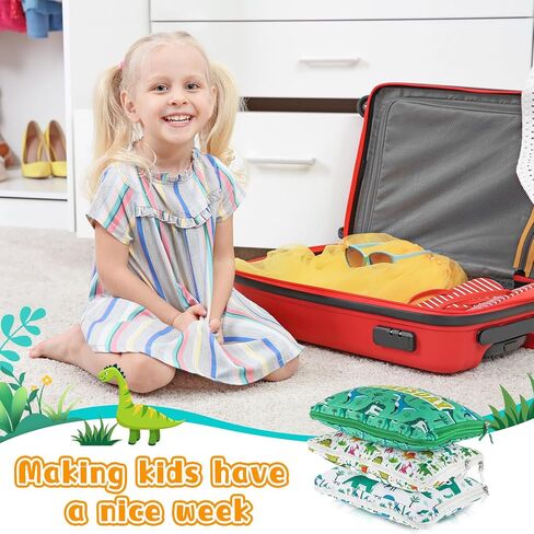 Paterr 7 Pcs Compression Packing Cubes for Kids 14.7 x 11.3 x 4.5 Inch Days of Week Packing Cubes Colorful Daily Outfit Suitcase Organizers Zippered Storage Bag for Boys Girls Summer Camp Vacation in Saudi Arabia