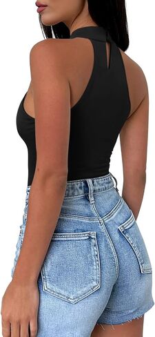 Reoria Women's Sexy Criss Cross Halter Neck Crop و Criss Cross Halter Out Out Bodysits X-Large in Saudi Arabia