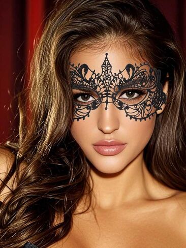 قناع تنكر مثير من الدانتيل البندقية، قناع عصري للحفلات، قناع للهالوين، إكسسوار أزياء للنساء (B) in Kuwait