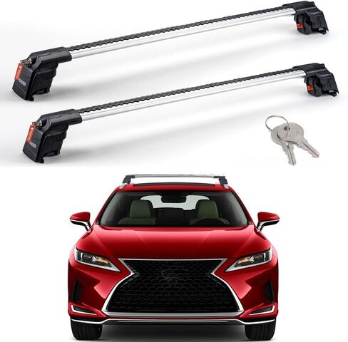 Roof Racks Cross Bars for Lexus RX RX350 RX350L RX450h RX450hL 2016-2024 Aluminum in Black or Gray Cross Bar Rooftop Cargo Carrier Luggage Kayak Canoe Bike Carrier (Black) in Kuwait