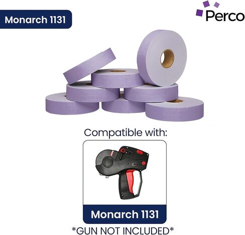 Perco Yellow Pricing Labels for Monarch 1131 Price Gun - 1 Sleeve, 8 Rolls, 20,000 Price Marking Labels - with Ink Roll Included in Kuwait