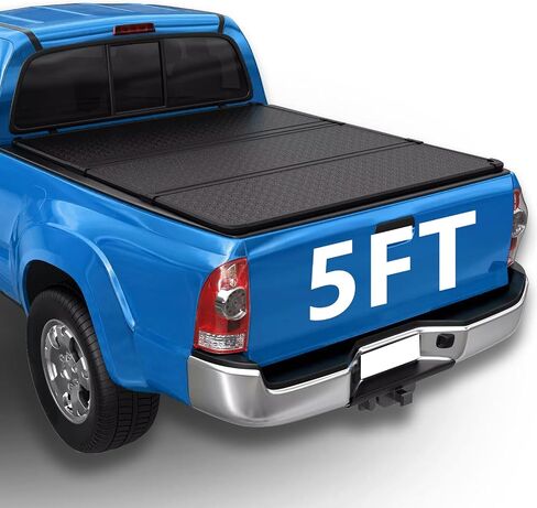 Pensun 5ft Hard Tri-Fold Truck Cover Cover for Toyota Tacoma 2005-2015 ، Black Truck Tonneau Cover (Hard ، 2005-2015 Toyota Tacoma) in Saudi Arabia