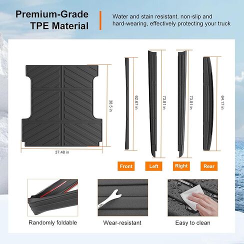 أغطية سكة حديد سرير Powoq 5.5ft متوافقة مع 2015-2025 Ford F150 Rails يغطي 4pcs غطاء صب TPE حول استبدال الحامي لعام 2015-2025 Ford F-150 ملحقات in Kuwait