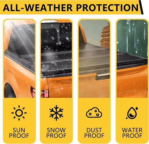 Pensun 5ft Hard Tri-Fold Truck Cover Cover for Toyota Tacoma 2005-2015 ، Black Truck Tonneau Cover (Hard ، 2005-2015 Toyota Tacoma) in Saudi Arabia