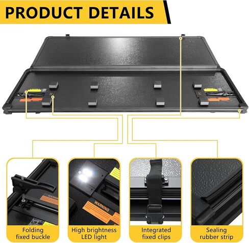 Pensun 5ft Hard Tri-Fold Truck Cover Cover for Toyota Tacoma 2005-2015 ، Black Truck Tonneau Cover (Hard ، 2005-2015 Toyota Tacoma) in Saudi Arabia