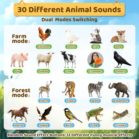 ألعاب المتصل بالحيوانات للأطفال الصغار، ألعاب الصيد مع وضعين و30 صوتًا واقعيًا للحيوانات، لعب اكتشاف خارجي مع قرن 8 بوصات وأضواء 5 مستويات، ألعاب حيوانات للتعلم المبكر للأولاد والبنات من عمر 3 سنوات فما فوق in Kuwait